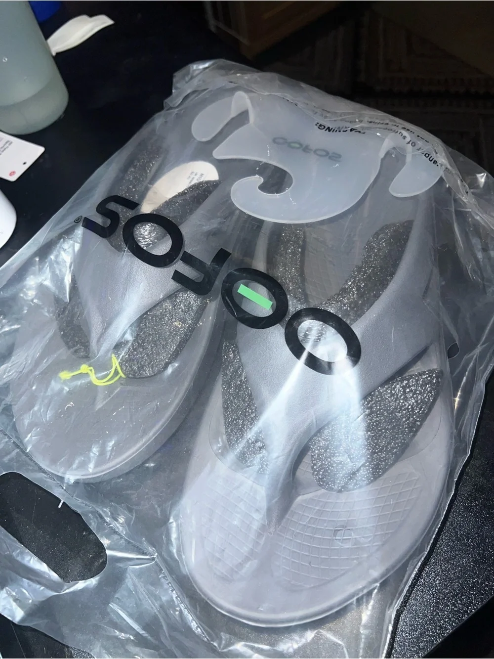 OOFOS Silver Gray Foam Flip Flops - Picture 5 of 5